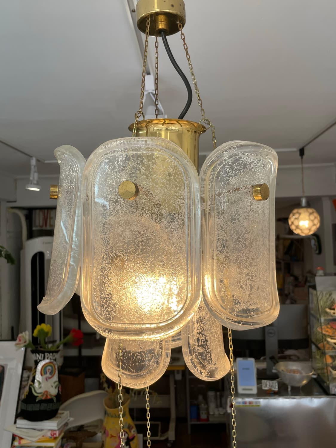 Glashütte Limburg 60s 샹들리에 빈티지조명 상품이미지8