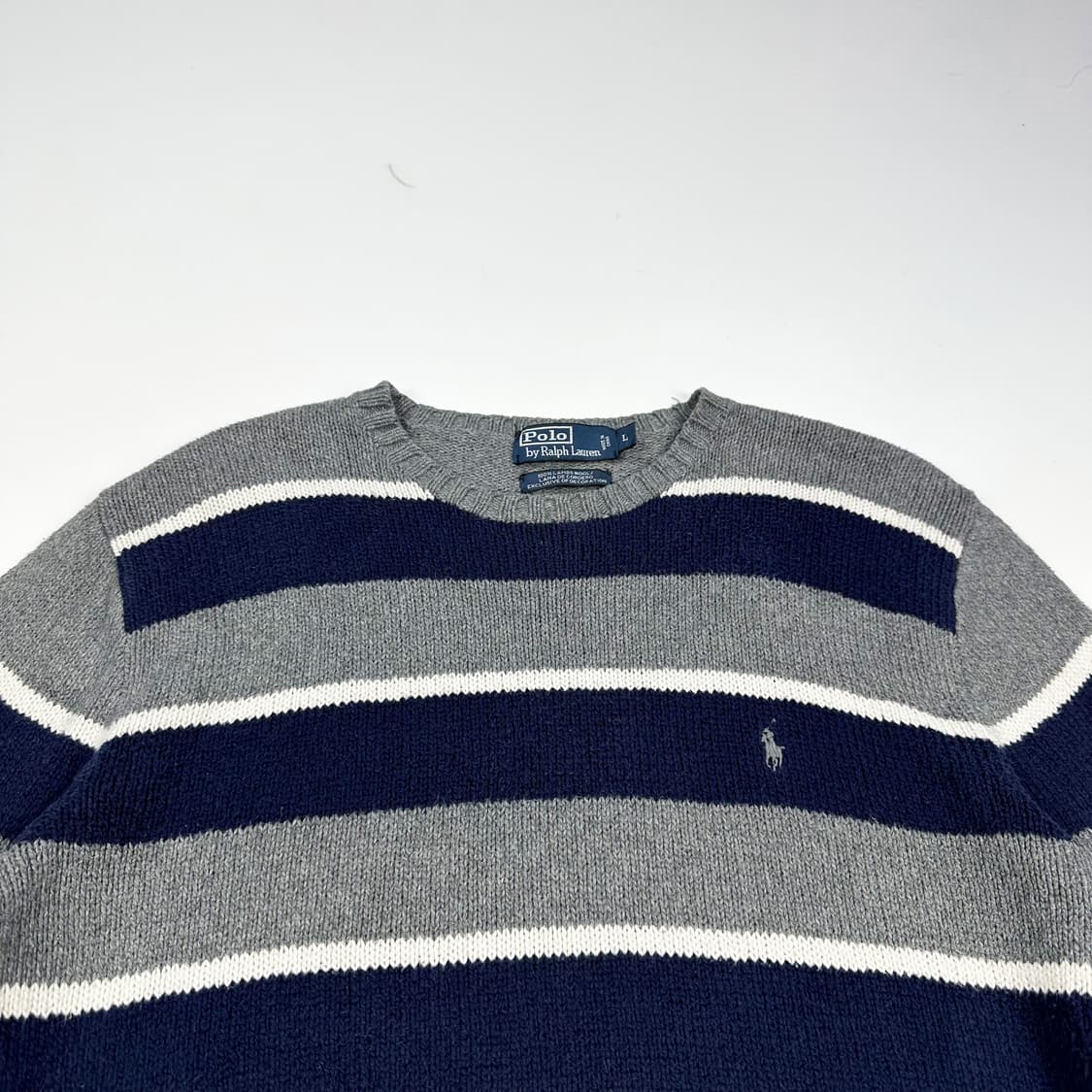 폴로 랄프로렌 포니 스트라이프 그레이 니트 (L) 상품이미지1