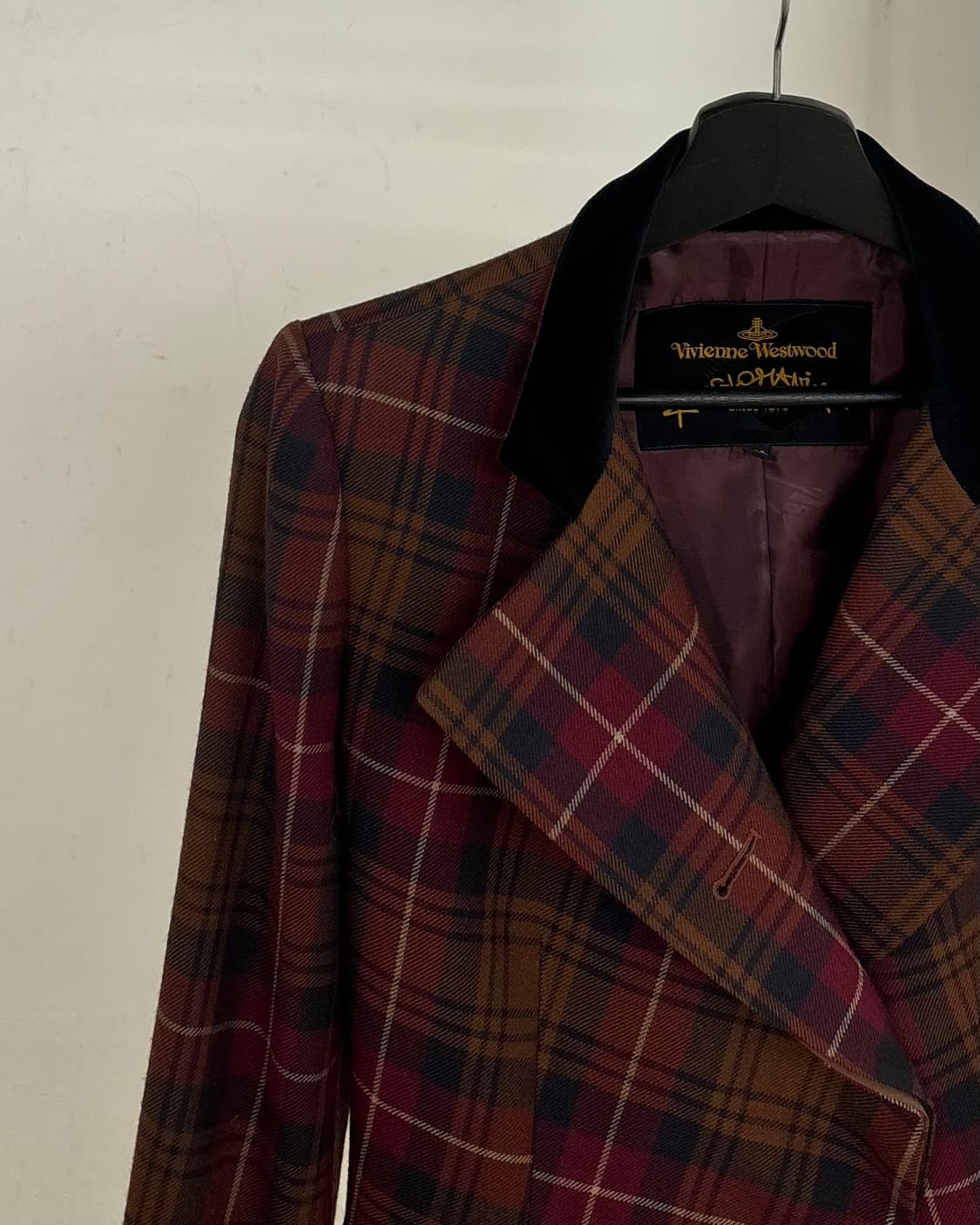 비비안 웨스트우드 버건디 체크 울 블레이저 자켓 상품이미지3