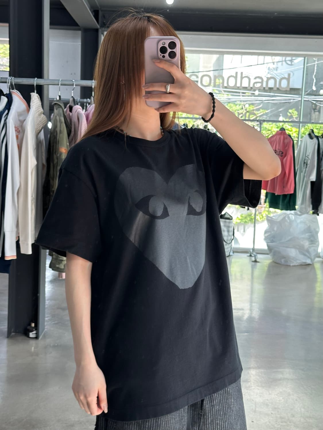 꼼데가르송 빅 백로고 플레이 하트 반팔티 상품이미지3