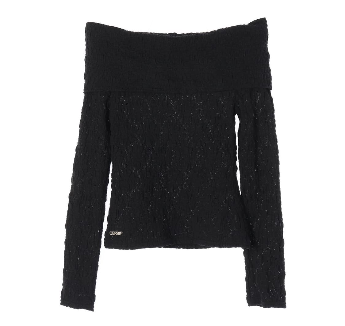 세릭 스트럭처 오프숄더 크롭 니트 탑  상품이미지1