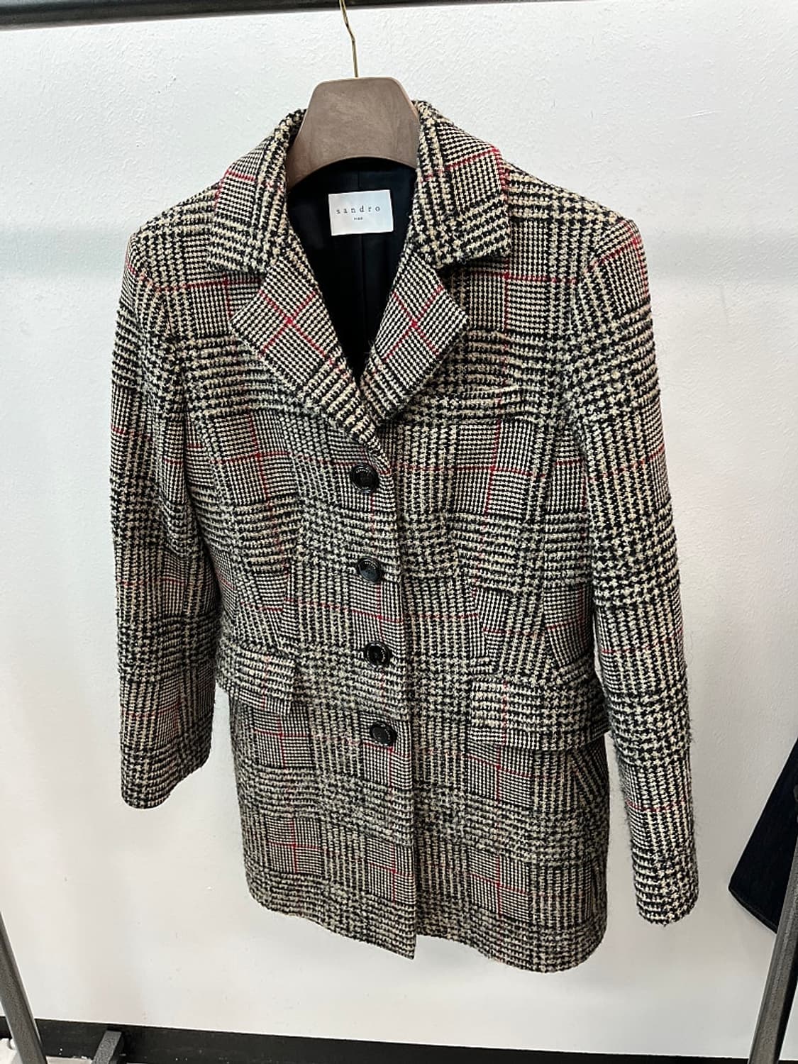 여) 산드로 울 체크코트  상품이미지1