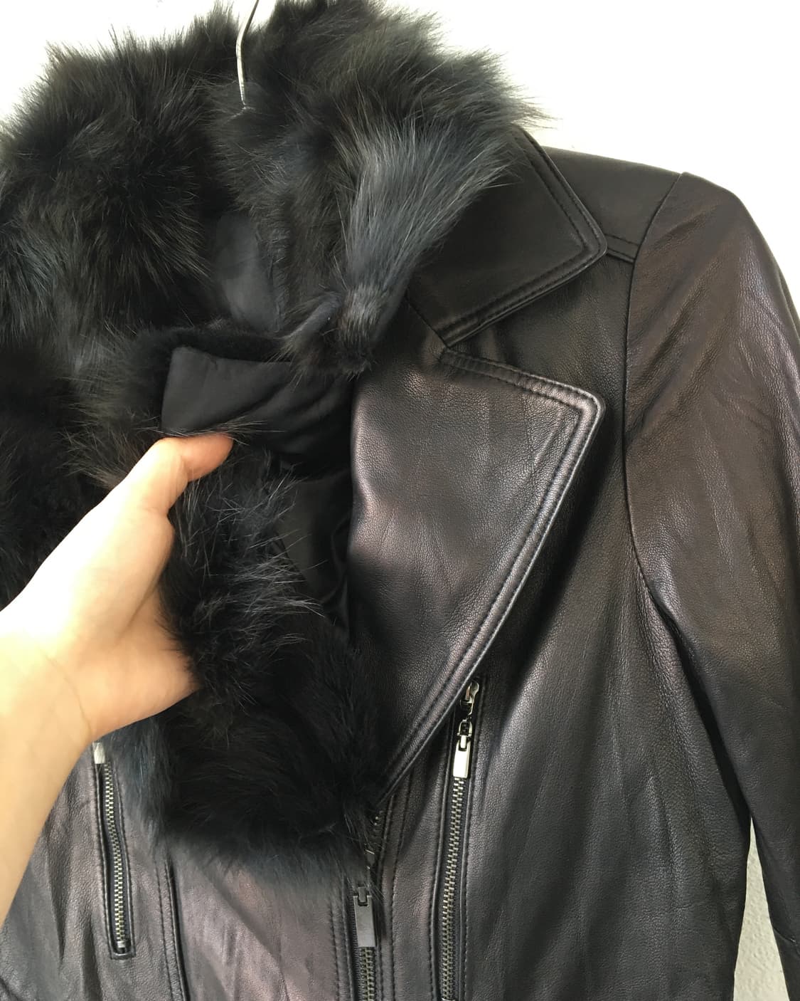 fur collar point leather jacket 상품이미지7