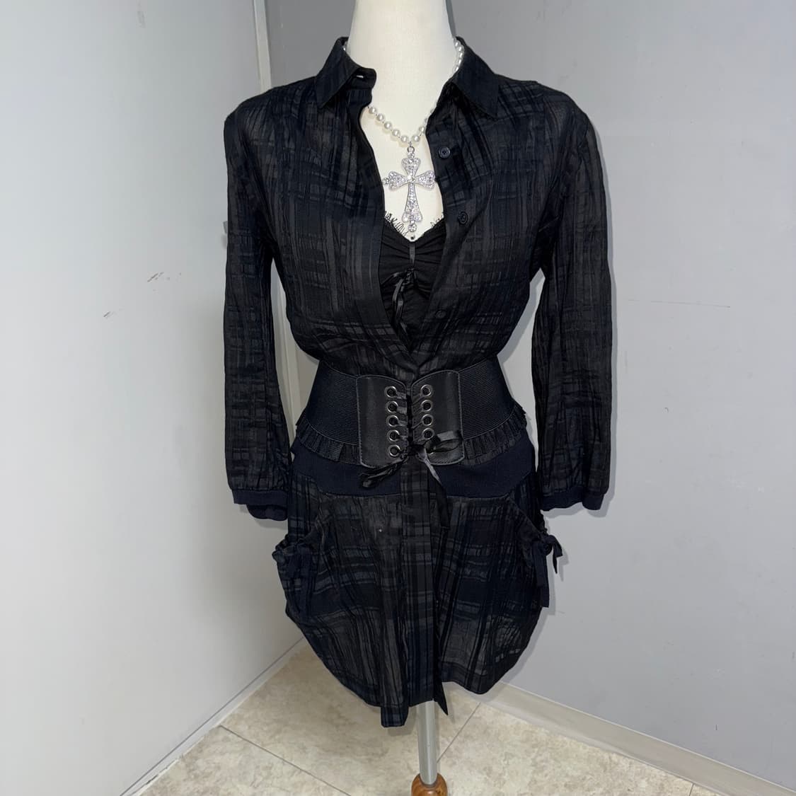 고스 로리 펑크 시스루 셔츠 원피스  상품이미지2