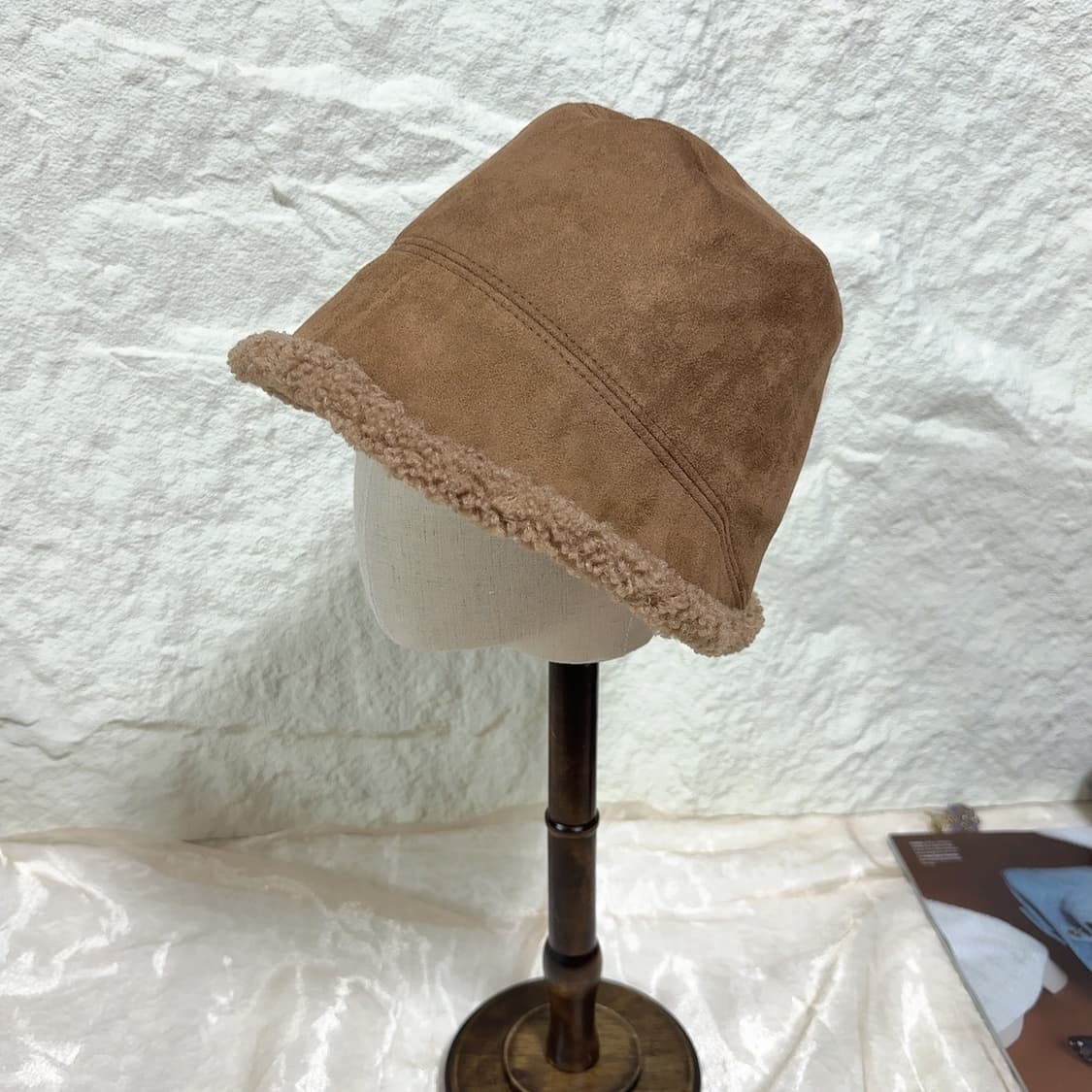 빈티지 스웨이드 퍼 무스탕 버킷햇모자 상품이미지3