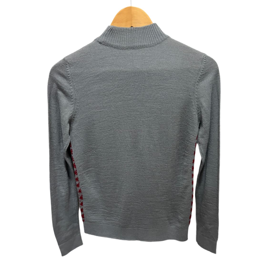 빈티지 그레이 격자 레드미니하트 패턴 니트 스웨터 상품이미지5