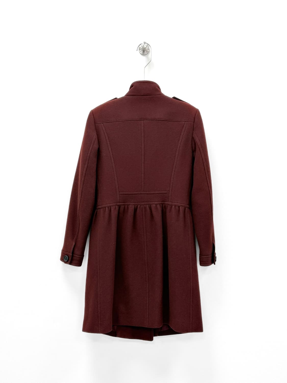 버버리 브릿 버건디 울 캐시미어 페플럼 코트 상품이미지4