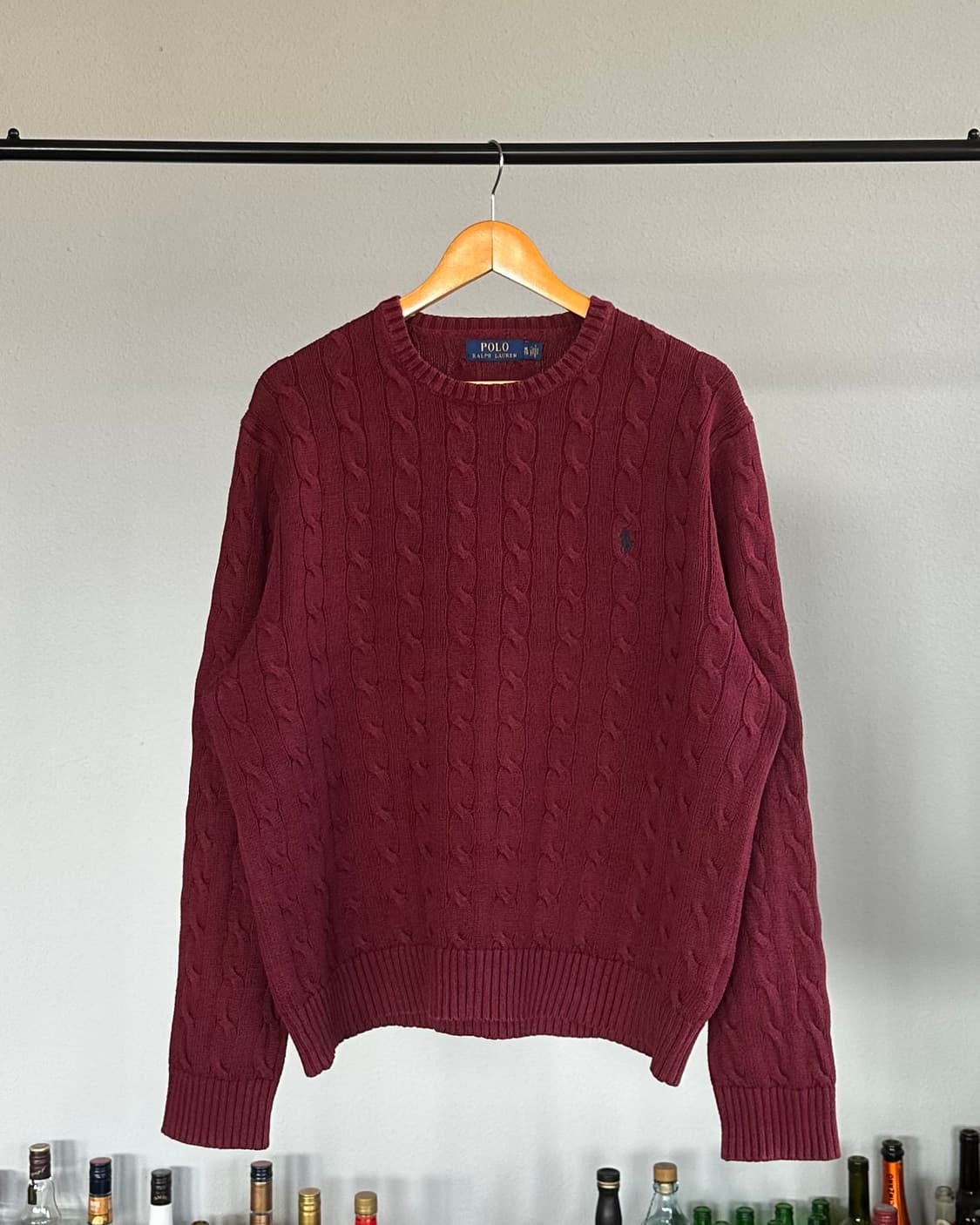 [L]폴로 랄프로렌 버건디 케이블 니트 스웨터 상품이미지1