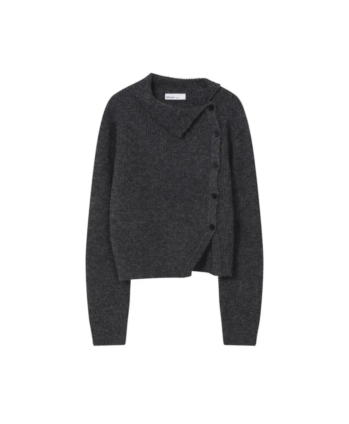 미세키서울 사이드 버튼 니트 챠콜 상품이미지1
