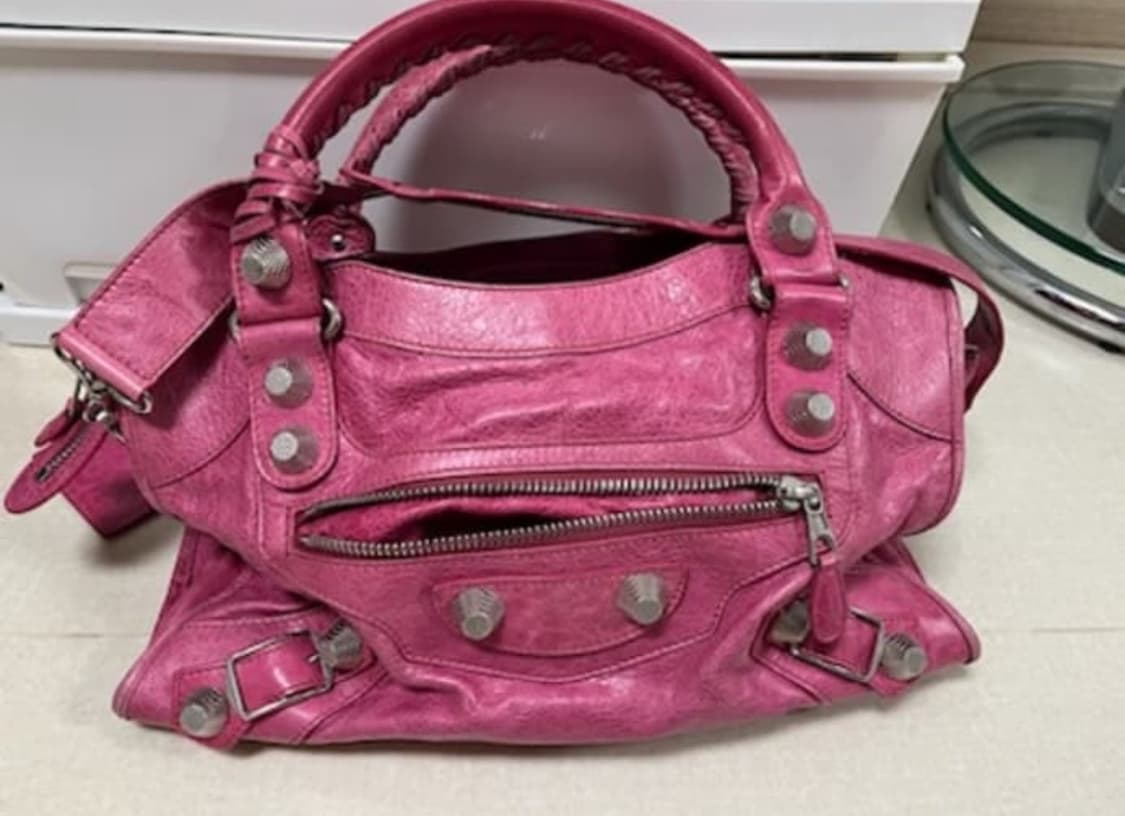 레어컬러! 발렌시아가 자이언트 시티백 모터백 핑크 상품이미지2