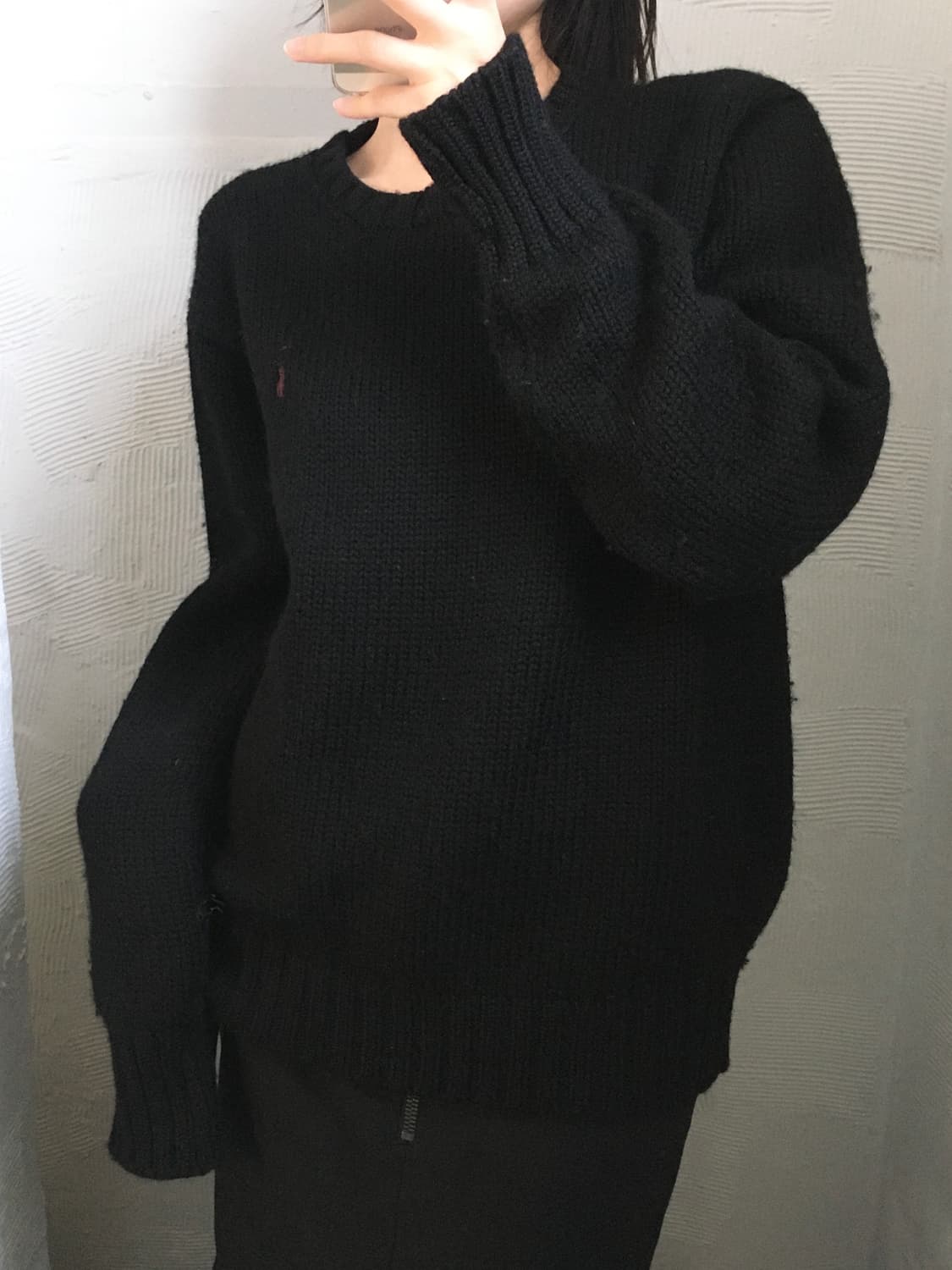 Polo 폴로 랄프로렌 블랙 컬러 헤비 울 라운드 니트 상품이미지2