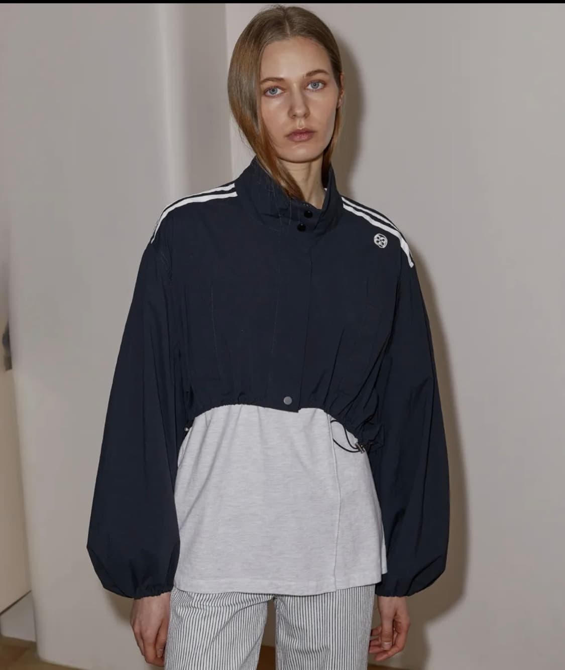 엔오르 DOUBLE STRIPE STRING CROP JACKET 상품이미지1