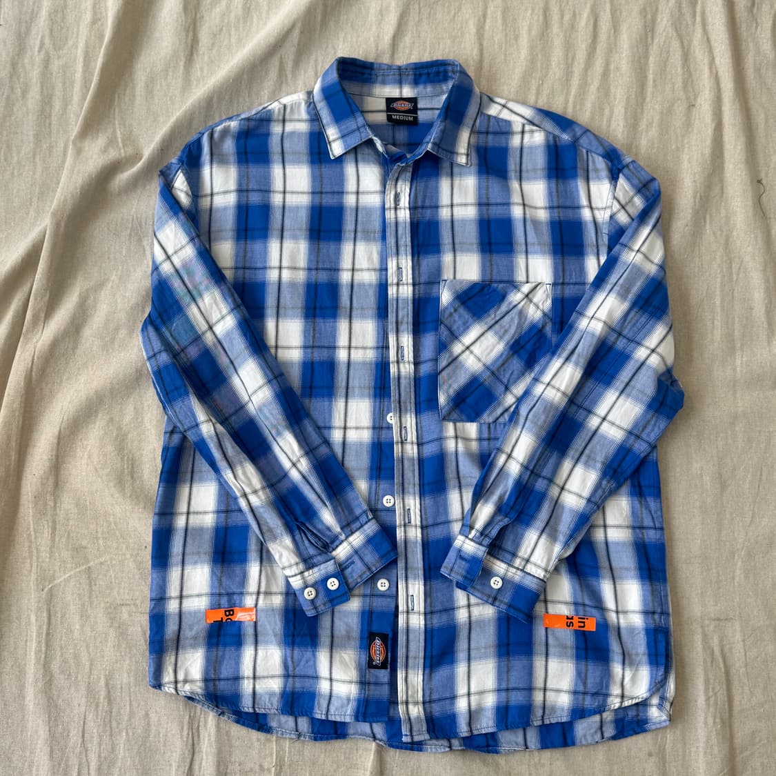 디키즈 백프린팅 블루 체크 셔츠 M(105) 상품이미지3