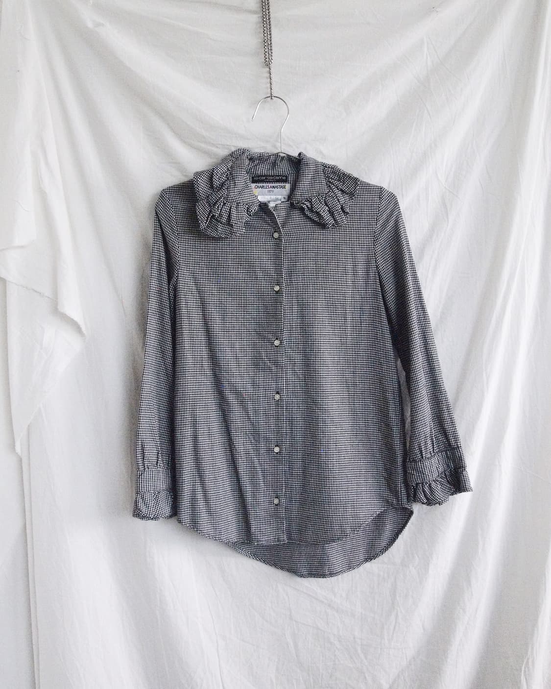 charles anastase 13aw 프릴 칼라 체크 블라우스 상품이미지6
