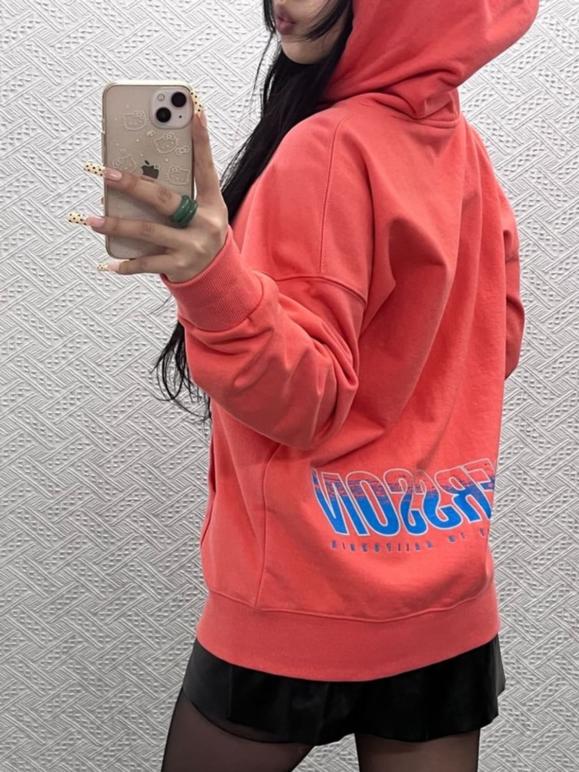 앤더슨벨 스트릿 펑크 키치 Y2K 코랄핑크 후드티 S C09917 상품이미지2