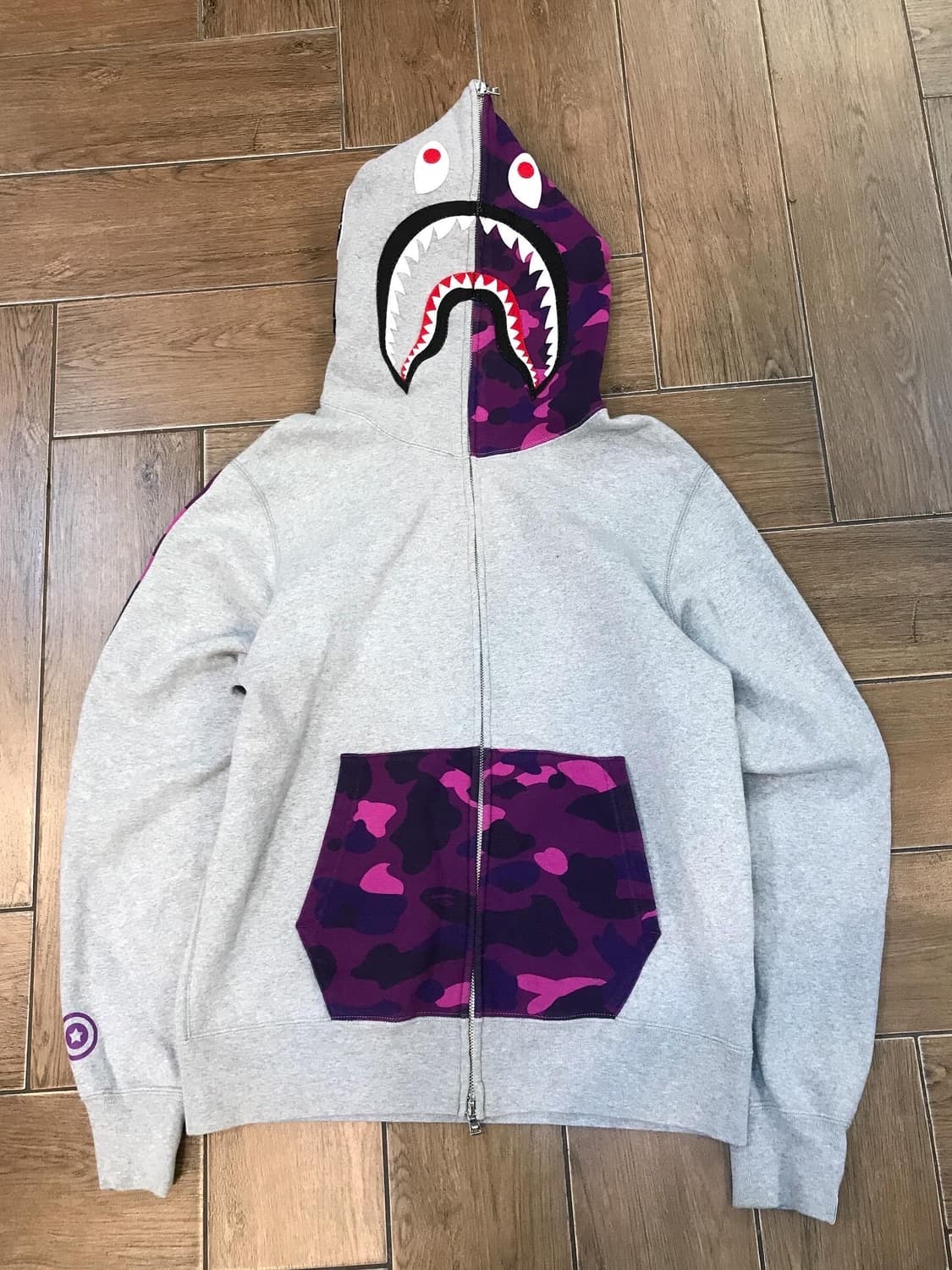 Bape Purple Camouflage Shark Hood Zipup 상품이미지7