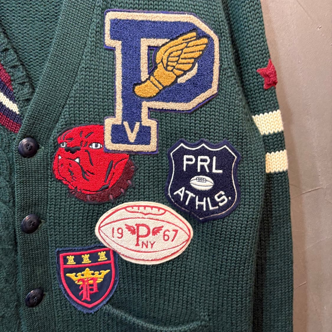 [L] POLO 폴로 랄프로렌 50주년 레터맨 와펜 패치 가디건 상품이미지3