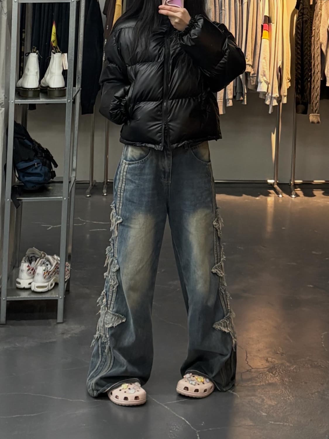 라퍼지스토어 블랙 크롭 푸퍼패딩 A2963 상품이미지1