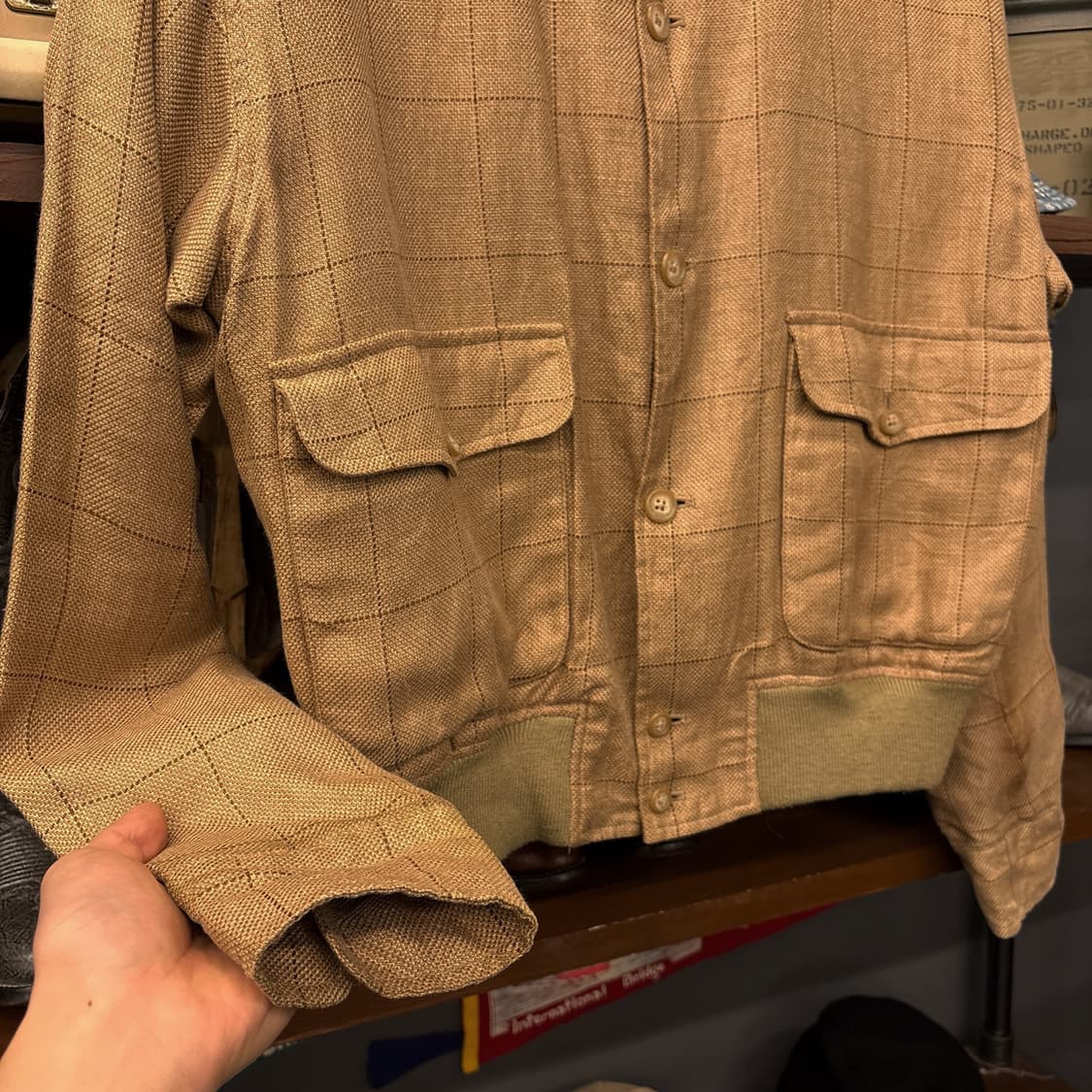 90s 폴로 랄프로렌 윈도우체크 린넨 위빙 블루종 자켓 N826 상품이미지4