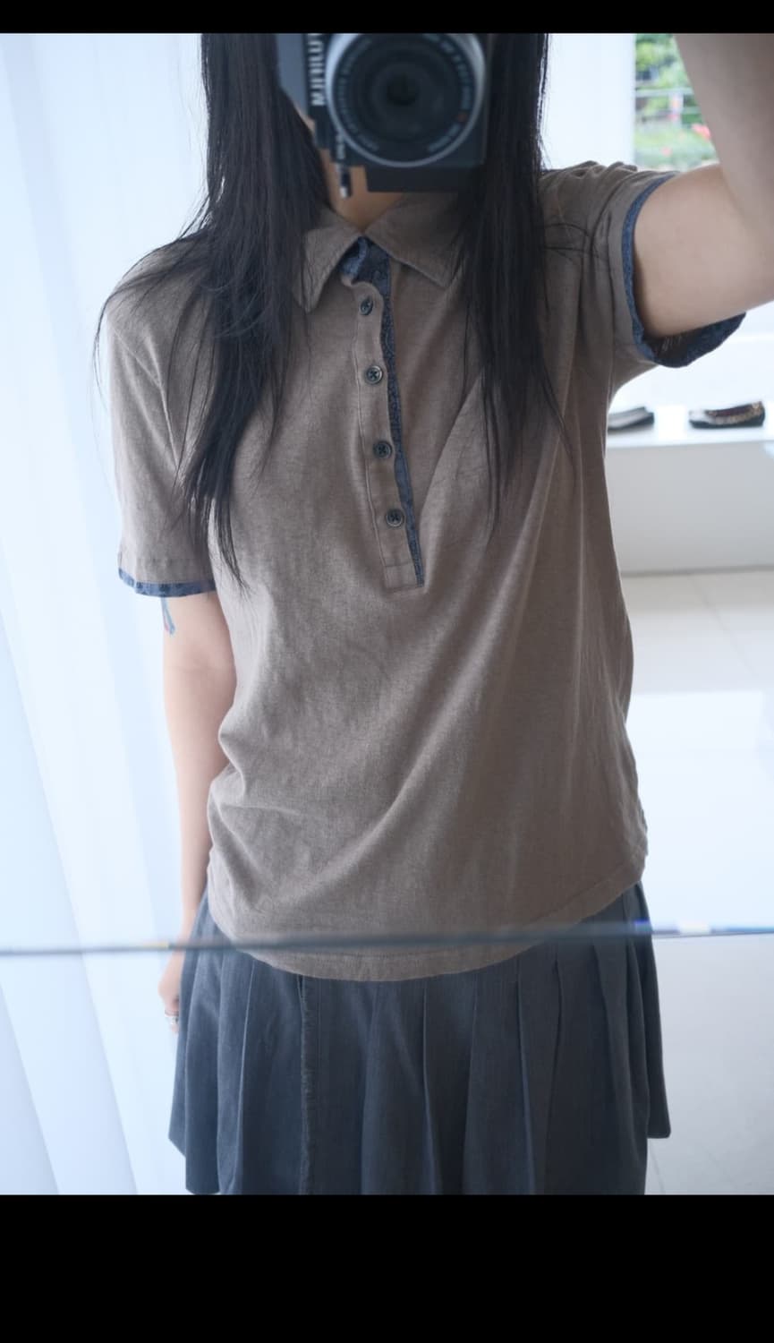 Denim layered polo shirt  상품이미지2
