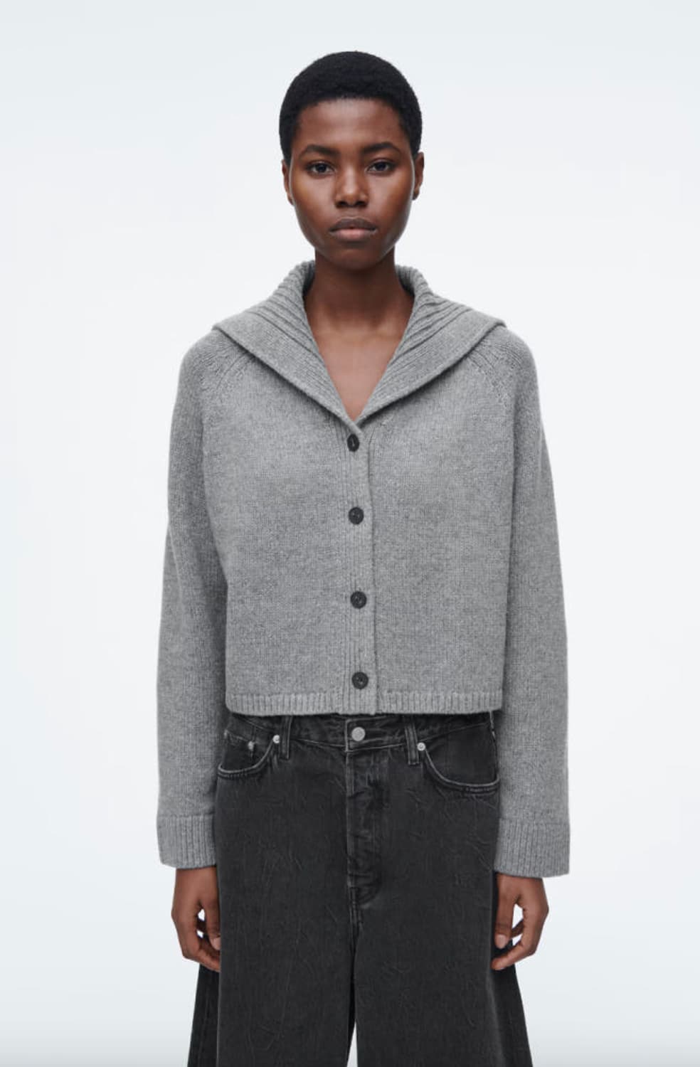 COS 코스 세일러 카라 울 가디건 그레이 멜란지 상품이미지1