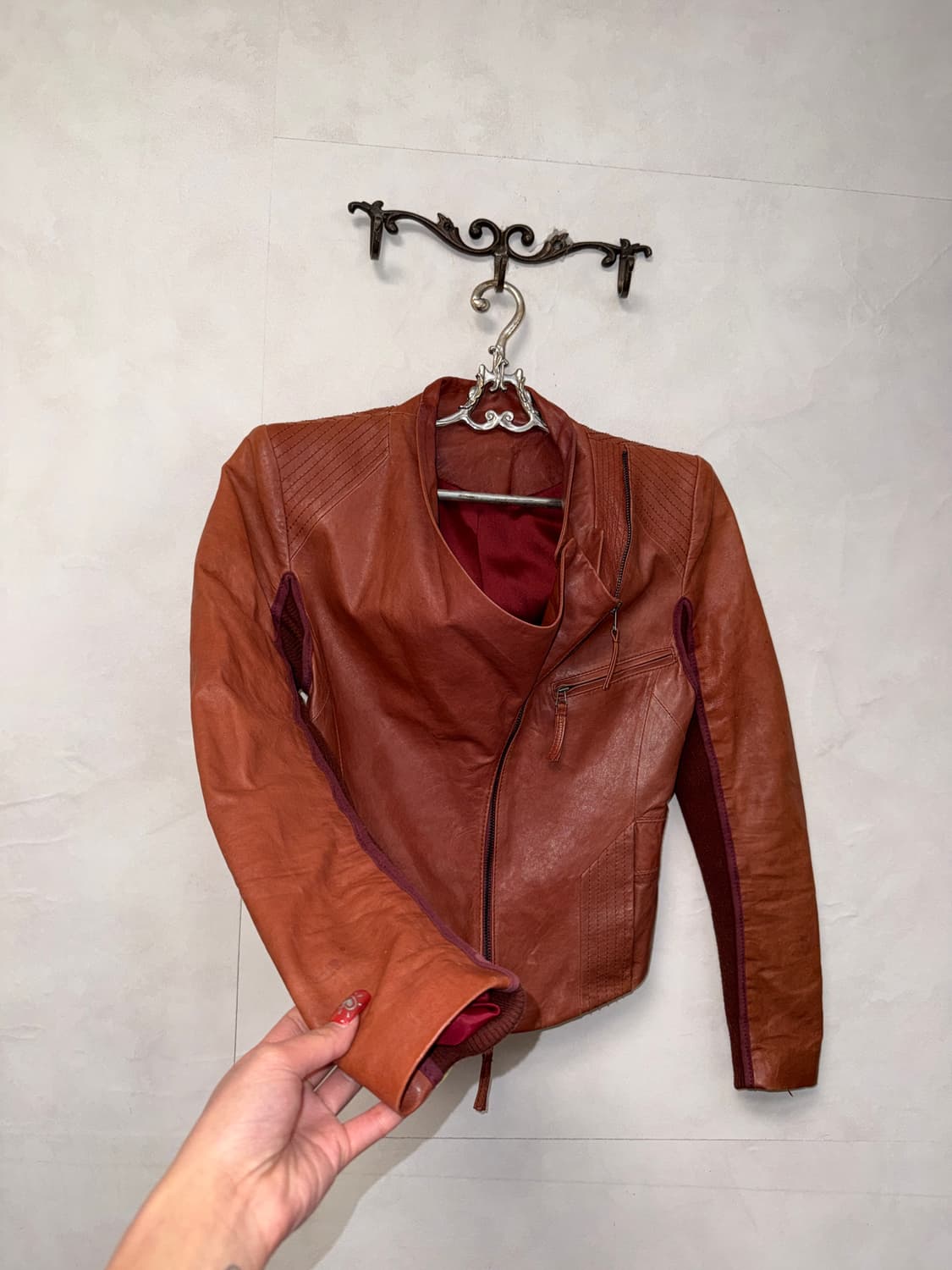 Brick orange red lamb skin two ways jk 상품이미지3