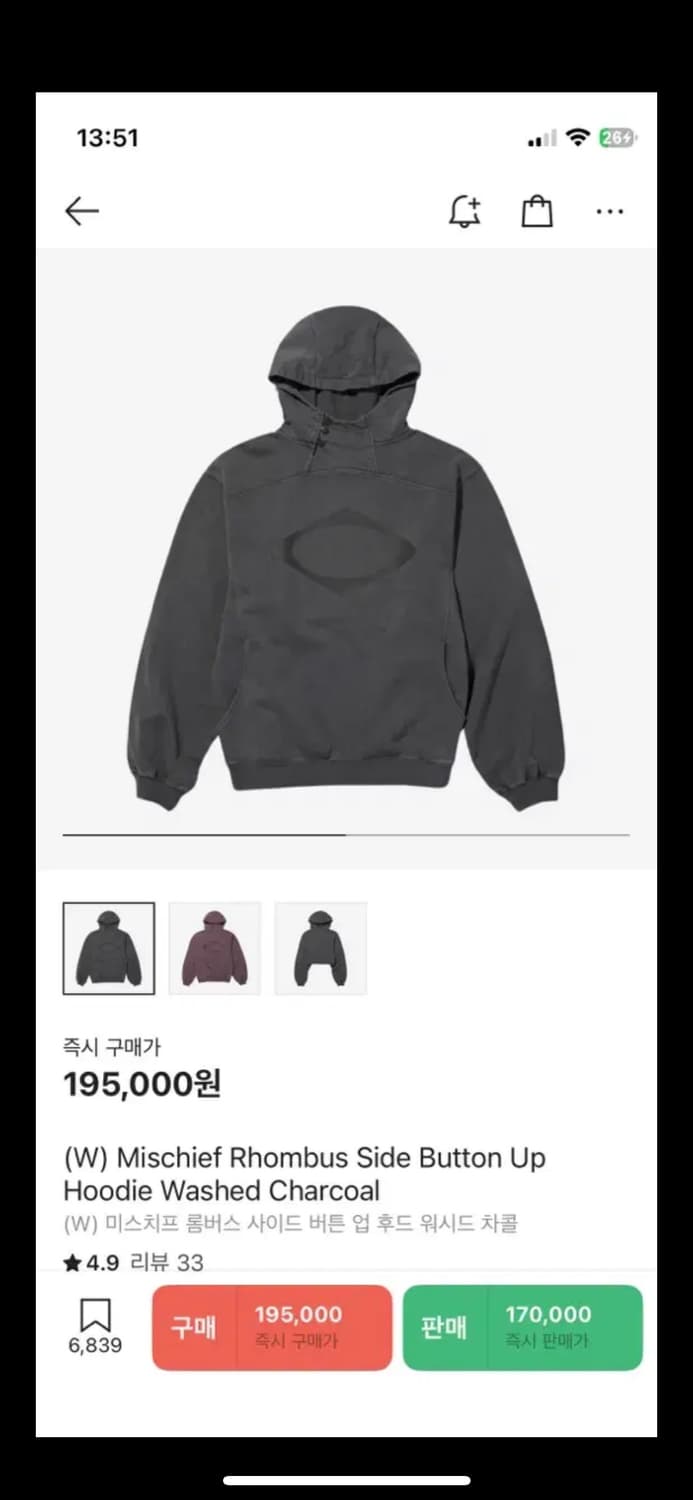 미스치프 룸버스 후드 차콜 M 상품이미지1