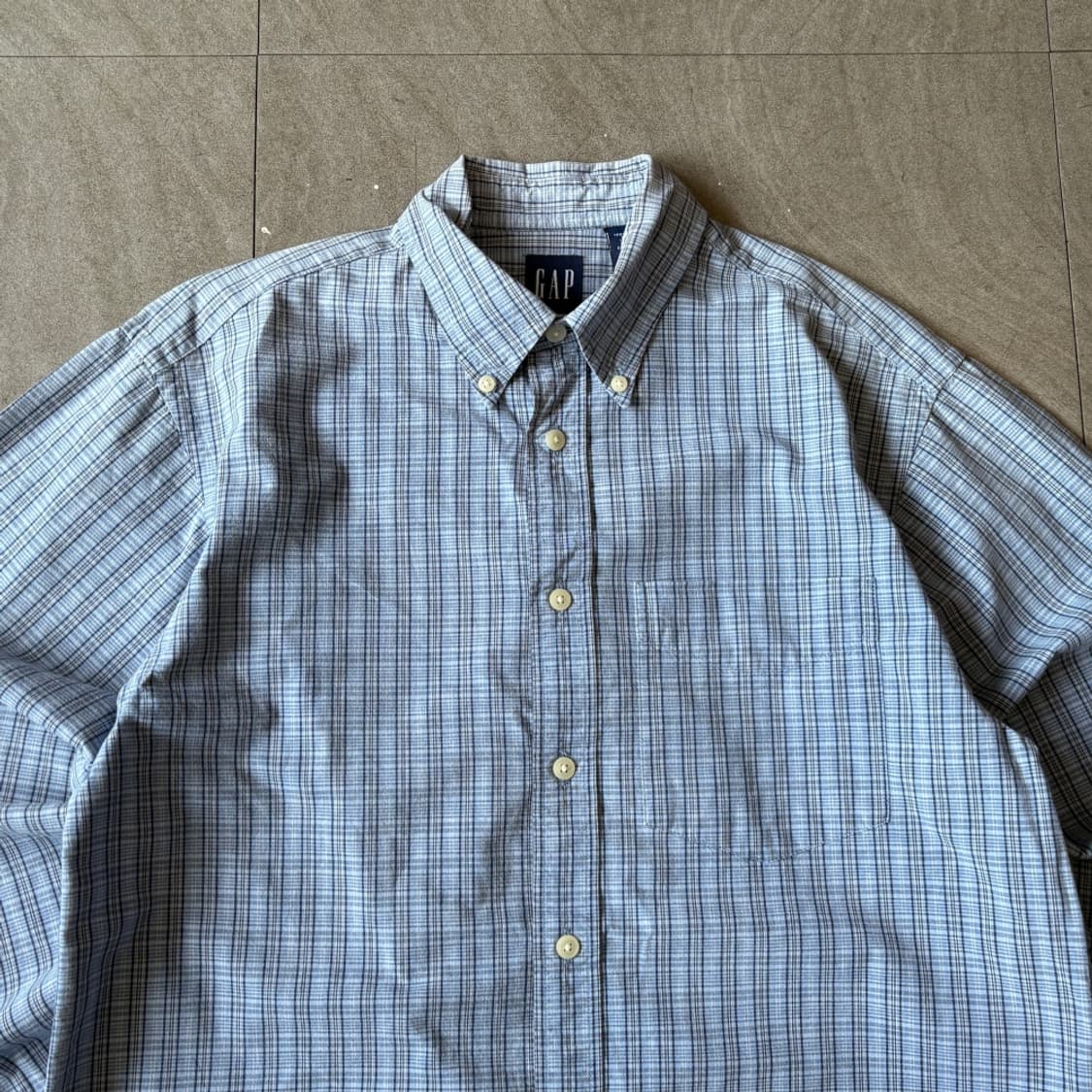 90년대 올드 갭 블루 체크 셔츠  상품이미지3