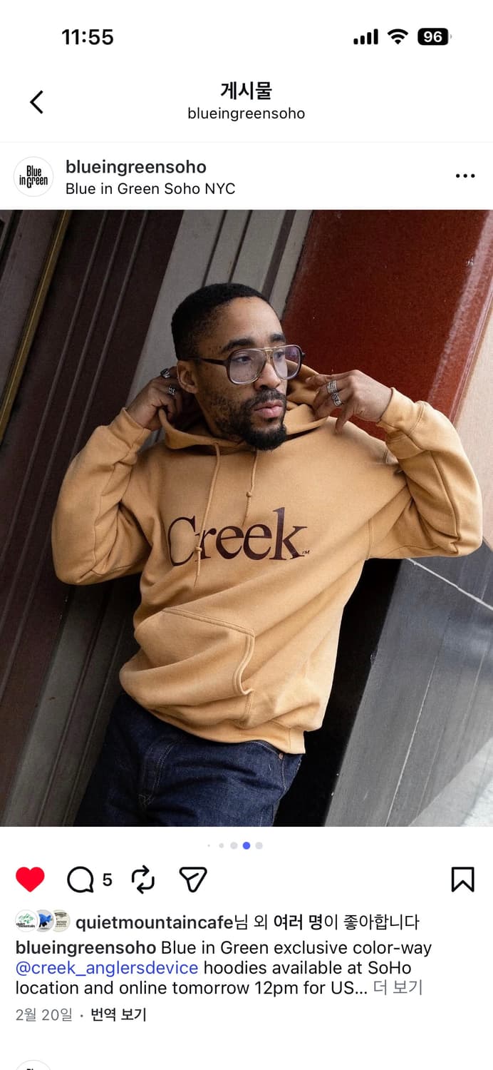 [M] Creek 크릭 뉴욕 한정판 후드티 옐로우 오렌지 정품 새상품 상품이미지5