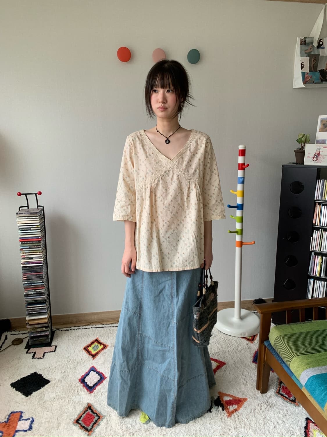 denim patch maxi skirt  상품이미지2