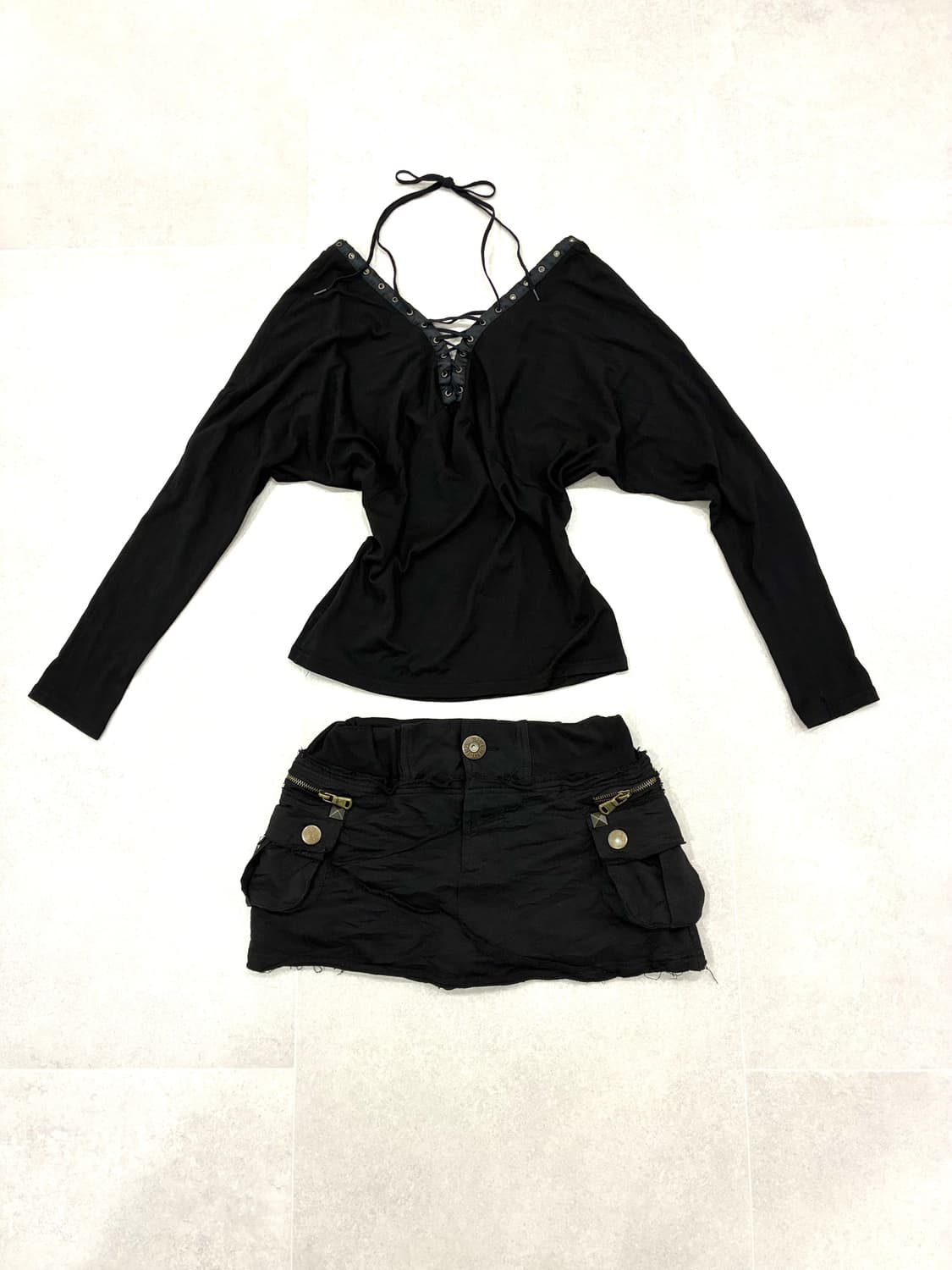 카고 포켓 로우라이즈 펑크 스터드 스커트 상품이미지3