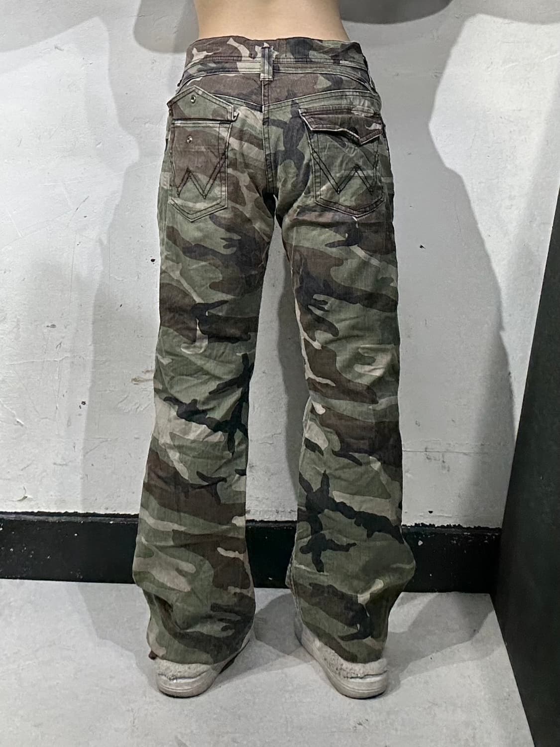 빈티지 Wrangler 카키 밀리터리 카고 와이드 카모 팬츠 M 상품이미지3