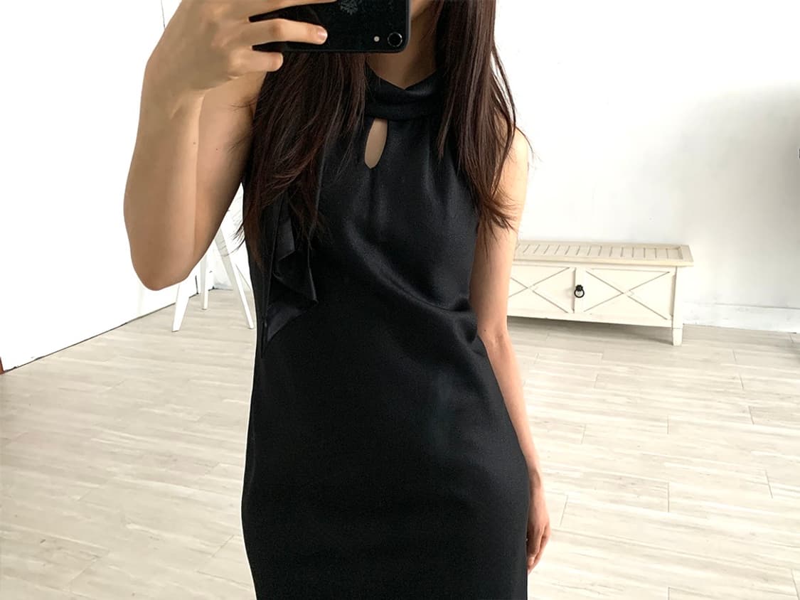 Black Tie Feminine Midi Dress 상품이미지5