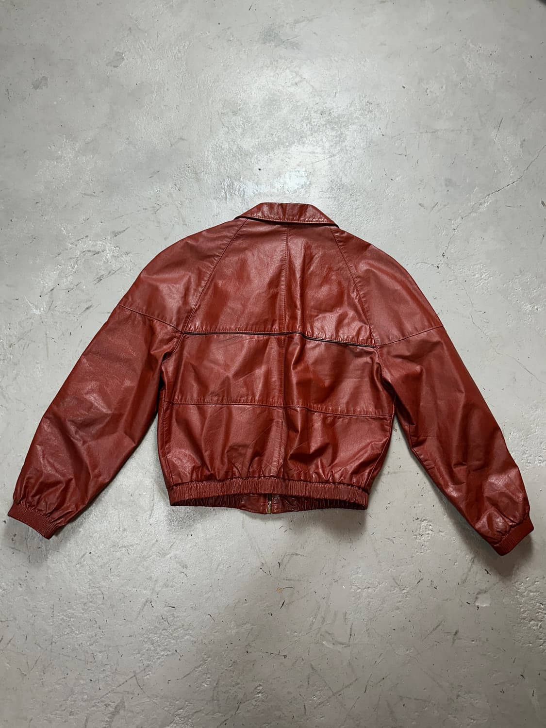 80's 빈티지 레더 자켓 오렌지 버건디 레더 봄버 아키라 상품이미지4