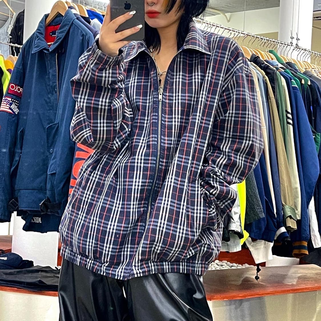 버버리 오리지널 리버시블 네이비 노바 체크 자켓 상품이미지1
