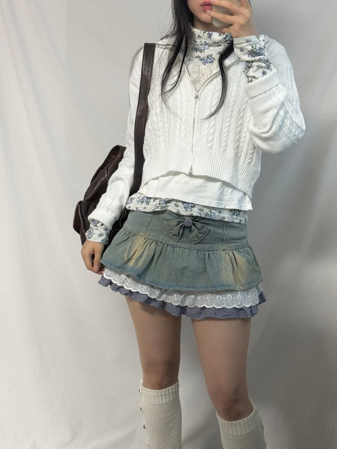 케이블 니트 하이넥 집업 상품이미지5