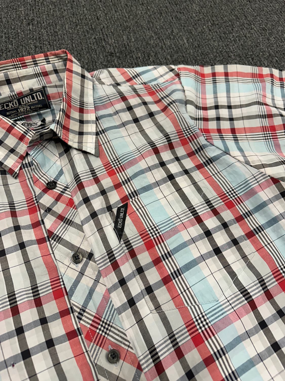 3XL) ECKO UNLTD 에코 언리미티드 빈티지 체크 반팔셔츠 상품이미지5
