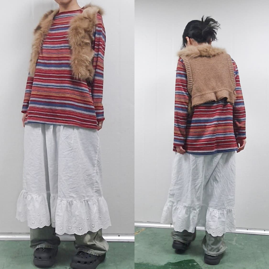 리얼 폭스퍼 니트 크롭 베스트 상품이미지4