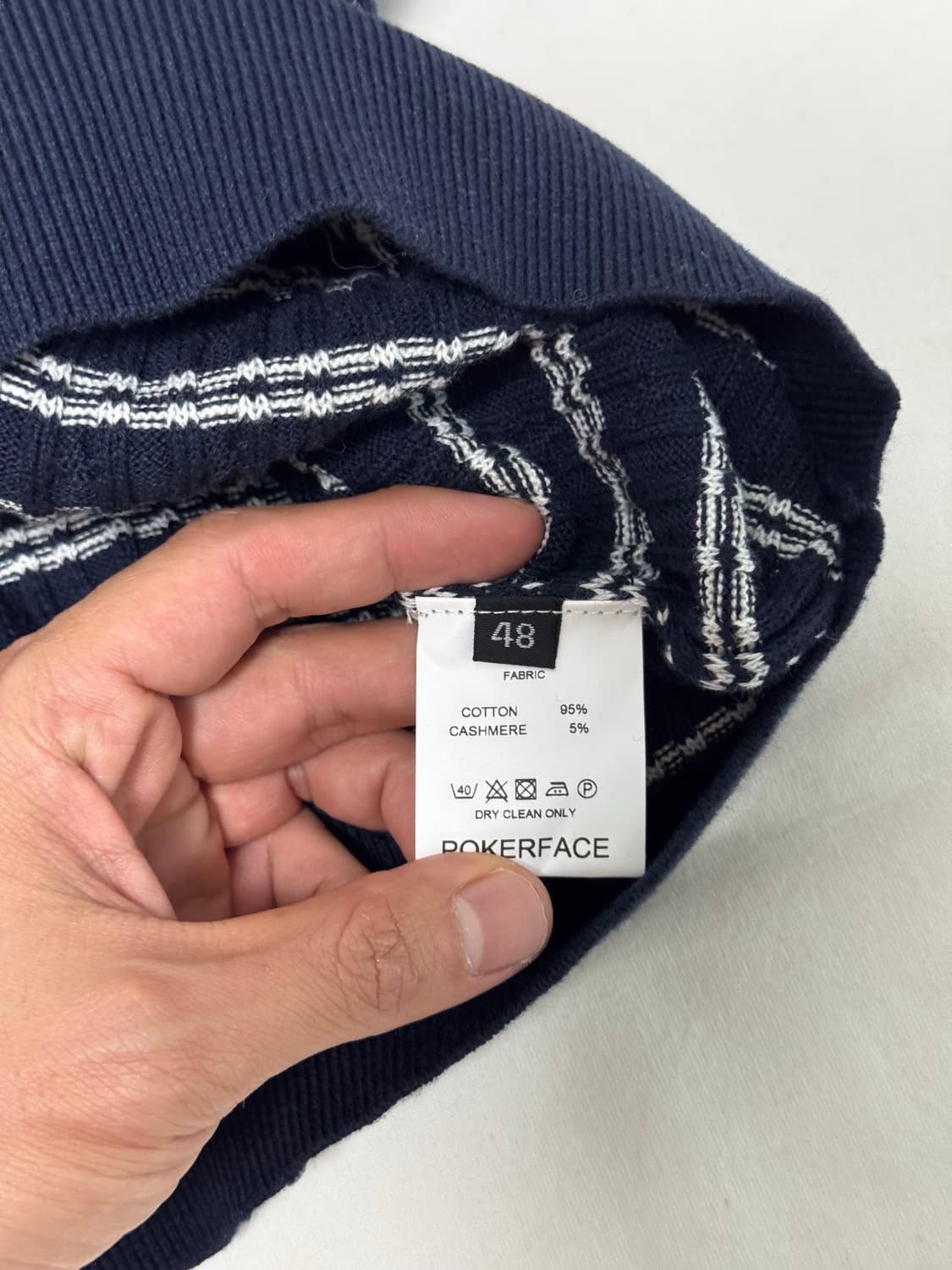 포커페이스 / 케이블 스트라이프 헨리넥 니트 / 48 상품이미지3