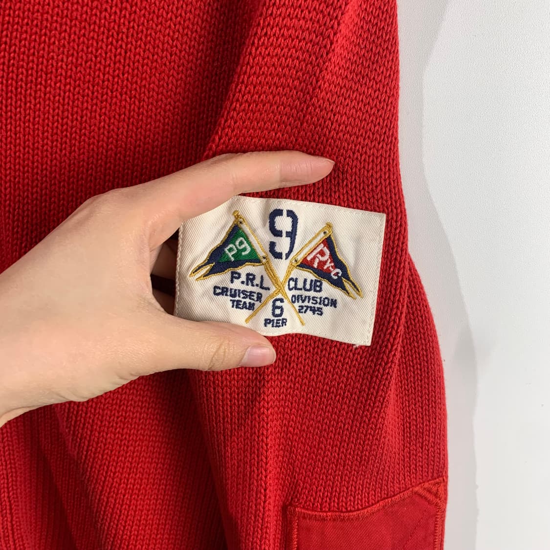 폴로 랄프로렌 암로고 레드 가디건 니트 집업 상품이미지3