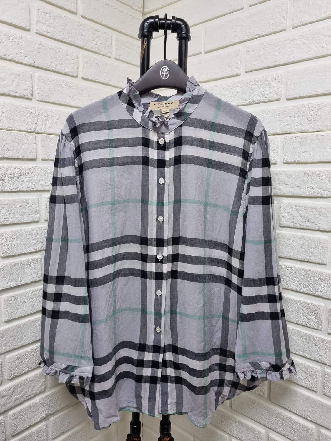 [uk8/66/정품] 버버리 그레이체크 블라우스 상품이미지2