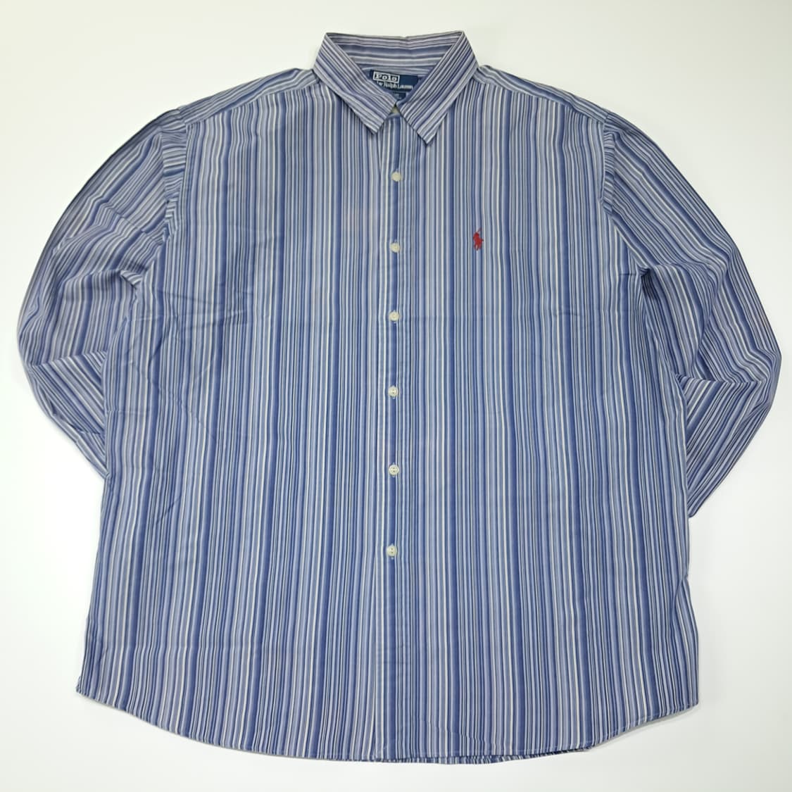 CL433 XL 폴로 90s 코튼 멀티스트라이프 블루 셔츠 남방 상품이미지1