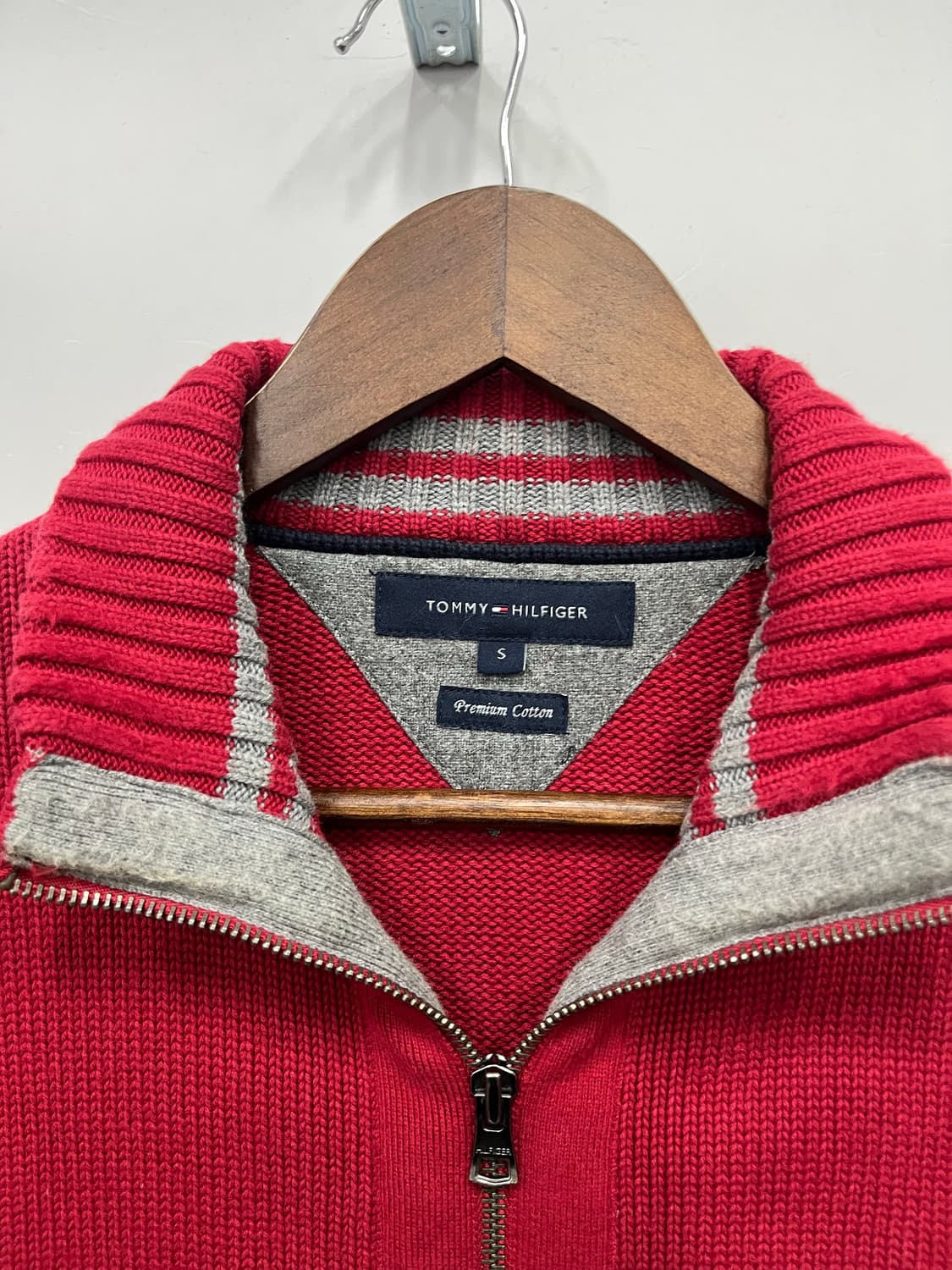 타미힐피거 버건디 니트집업 상품이미지2