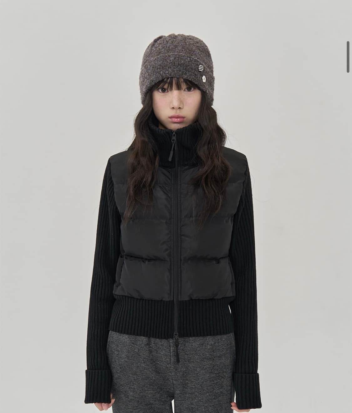 토피우먼 w 버튼 포인트 비니 브라운 상품이미지1