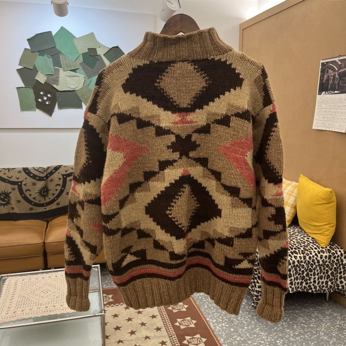 폴로 컨트리 보헤미안 히피 패턴 목폴라 핸드 니트 L C09941 상품이미지4