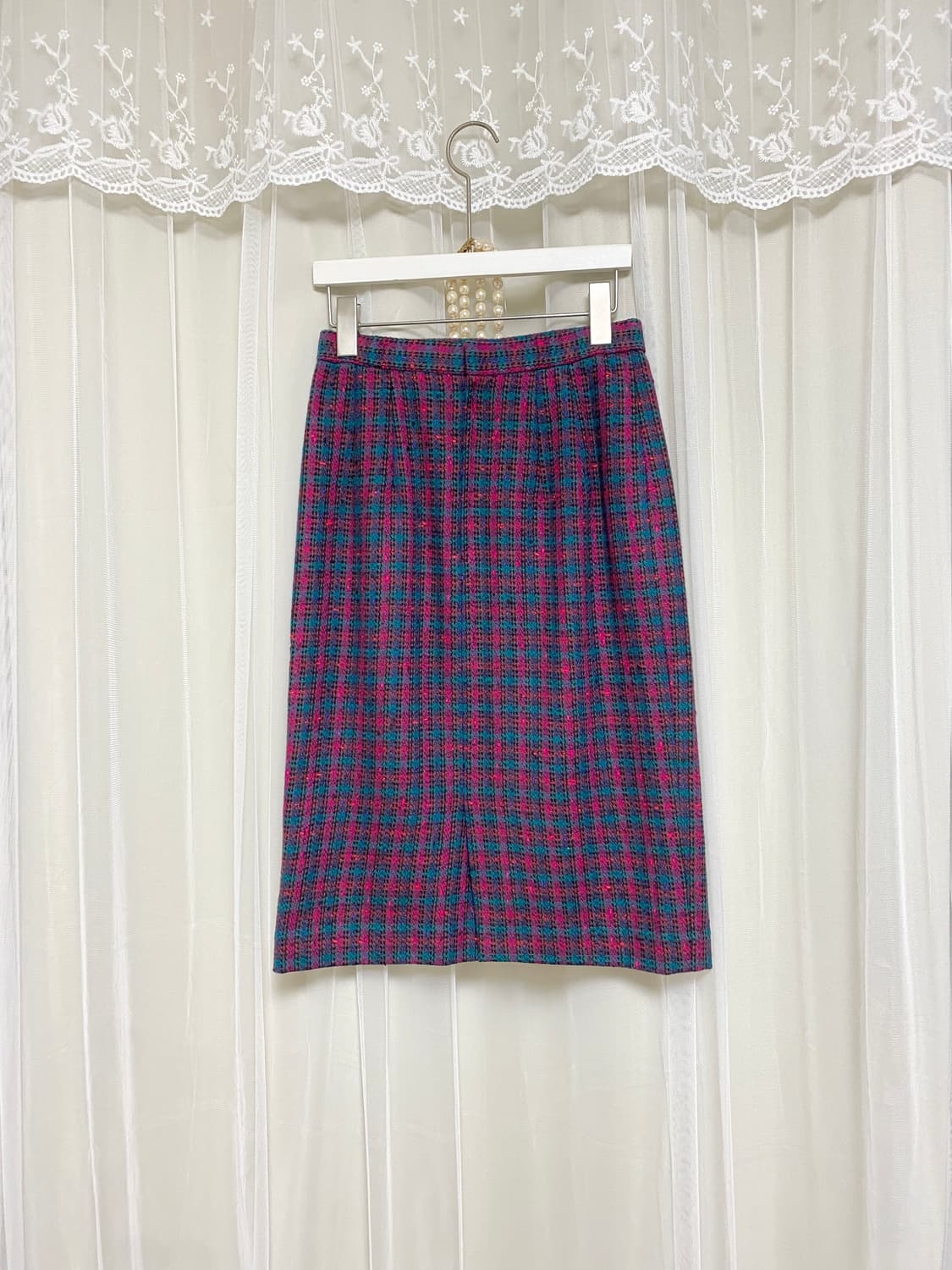 Vintage Wool Blend Check Midi Skirt 상품이미지7