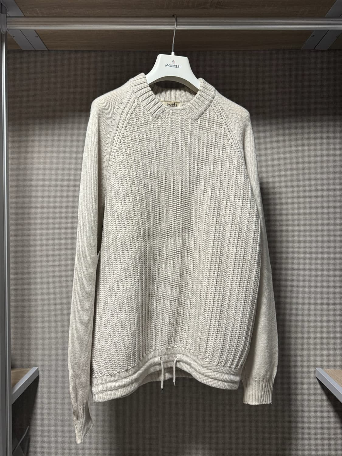 에르메스 울 긴팔 꽈배기 니트 스웨터 화이트 L  상품이미지1