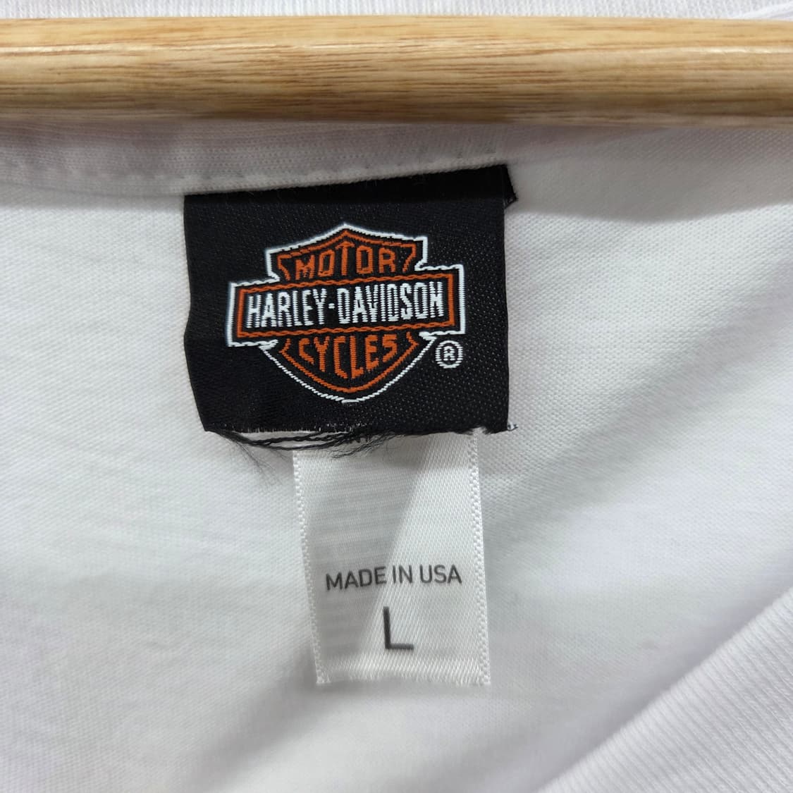 할리데이비슨 화이트 브이넥 반팔 티셔츠 여L 상품이미지3