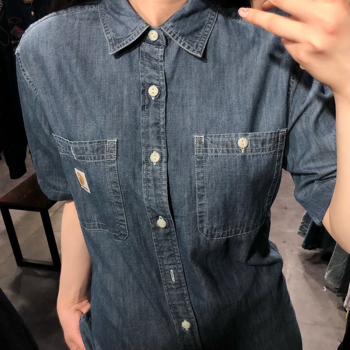 [IM] Carhartt 칼하트 반팔 데님 셔츠 중청 상품이미지5