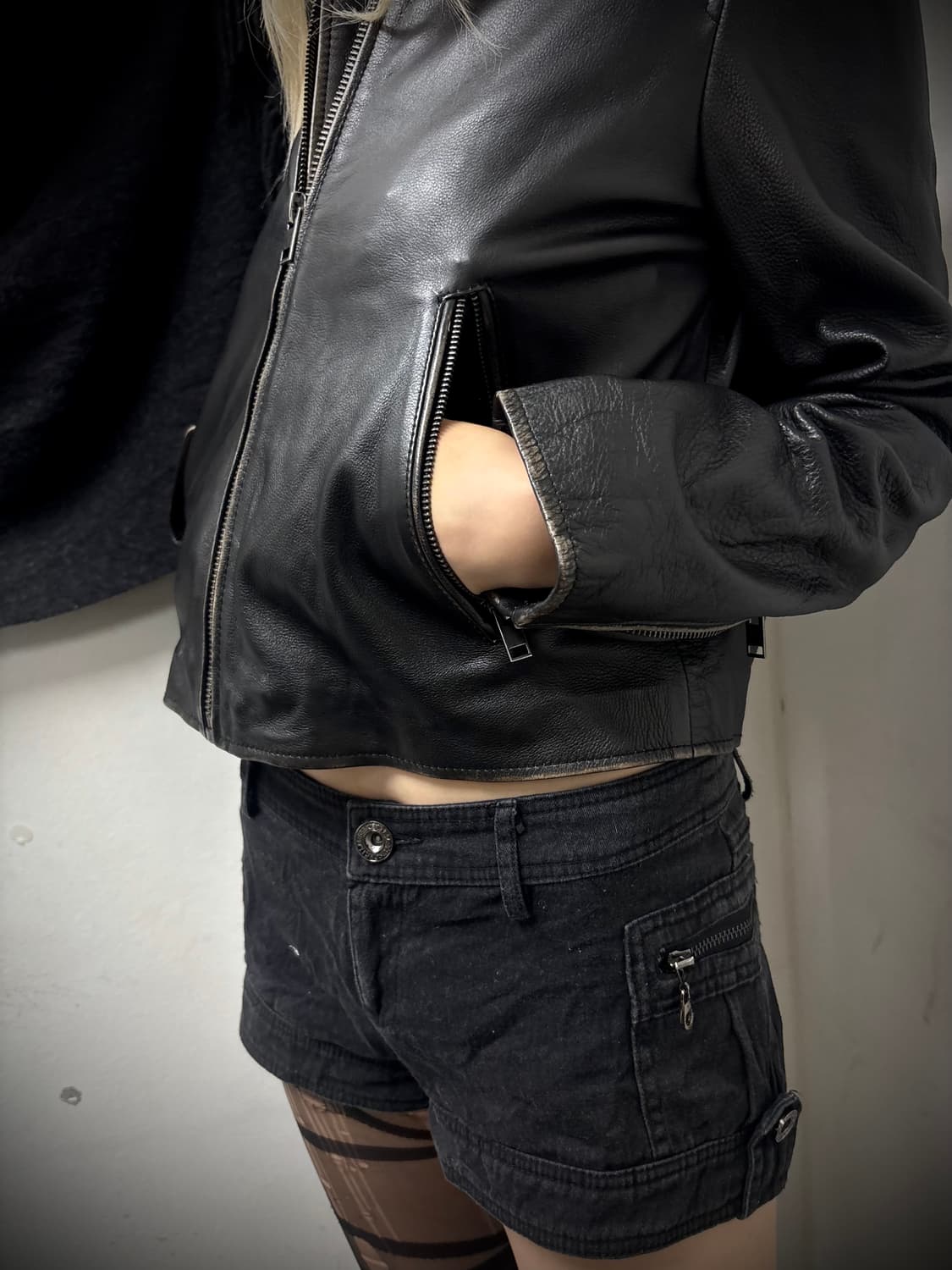 “Vintage” Y2K Vintage Washed Leather Jac 상품이미지4